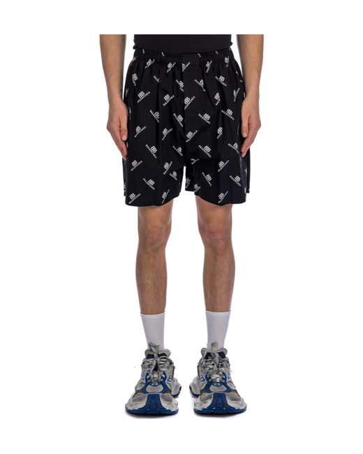 Balenciaga Black Bb Logo Bermuda Shorts for men