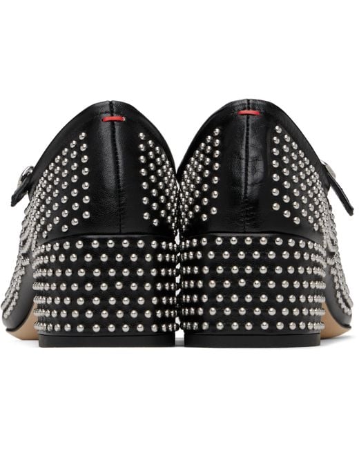 Aeyde Black A-Line Mini Studded Mary Jane Heels