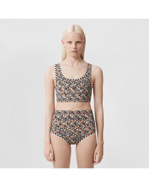 Burberry White Monogram-Print Bikini