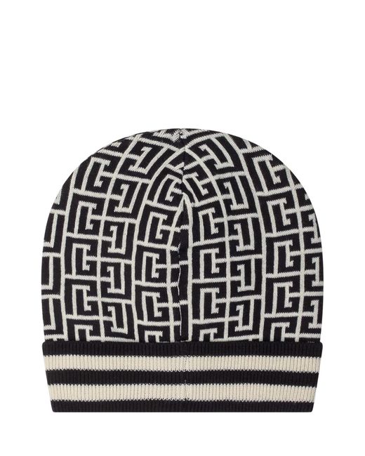 Balmain Black Monogram Beanie