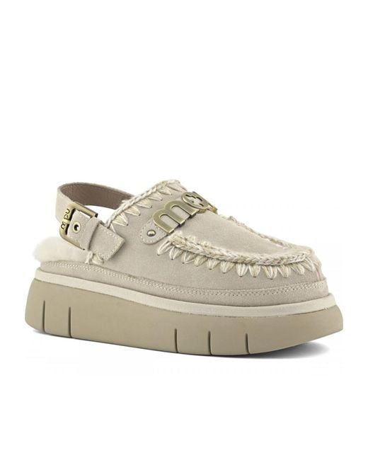 Mou Gray Bounce Logo Lettering Slingback Mules