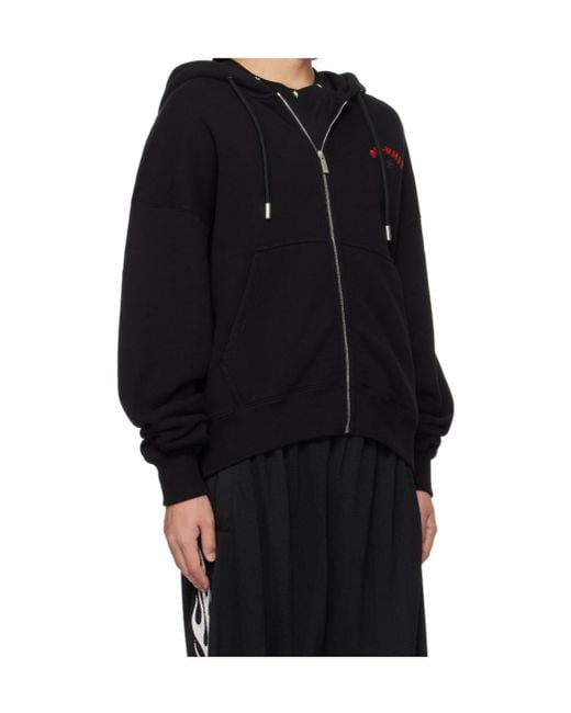 Off-White c/o Virgil Abloh Black Logo-Print Zip-Up Hoodie for men