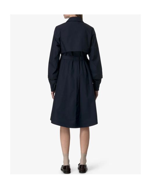 K-Way Blue Poplin Trench Coat