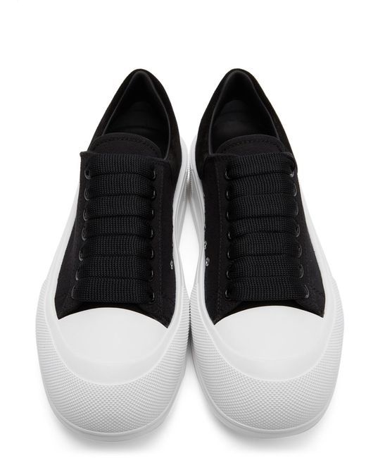 McQueen Black Deck Lace-Up Sneakers