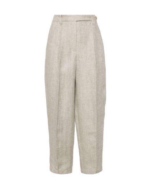 Brunello Cucinelli White Straight-Leg Cropped Trousers