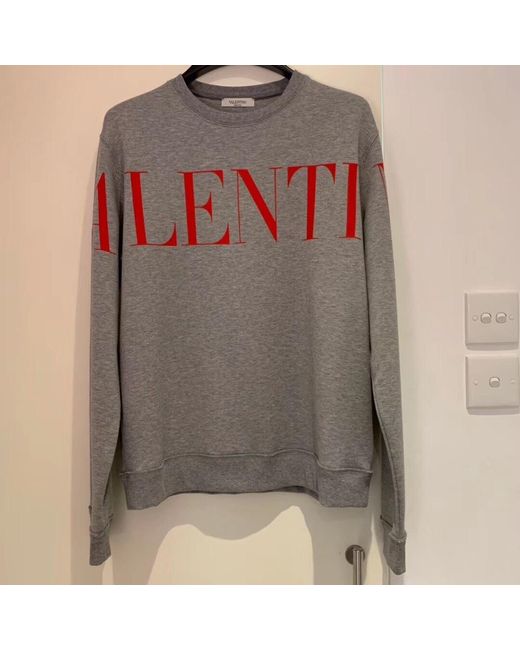 Valentino Gray Logo-Print Crewneck Sweatshirt for men