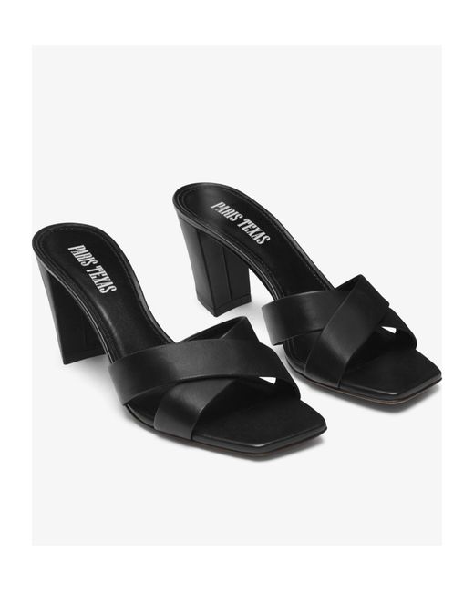 Paris Texas Black Dafne Crossover Strap Mules