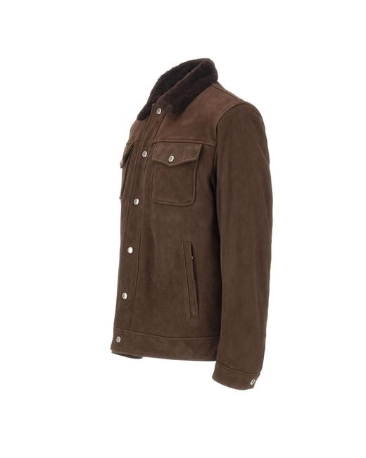 Barba Napoli Brown Long-Sleeve Collared Jacket for men