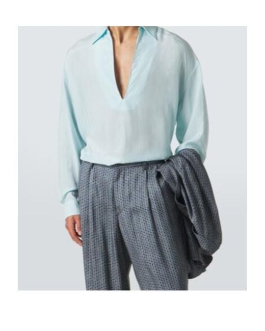 Giorgio Armani Blue Silk Shirt for men