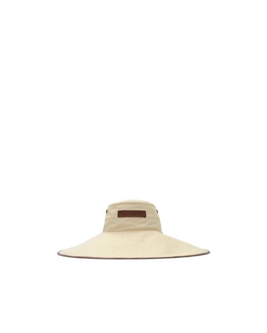 Burberry White Logo-Patch Wide-Brim Hat