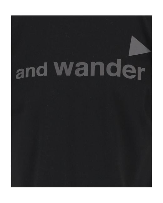And Wander Black Logo Print T-Shirt for men
