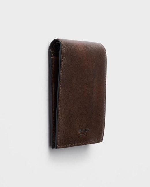 Prada Brown Antiqued Leather Wallet