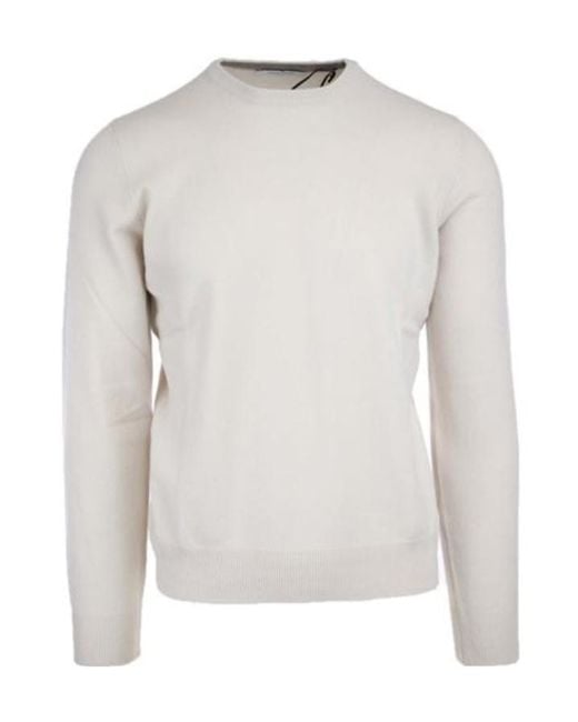 Gran Sasso White Cashmere Wool Crewneck for men