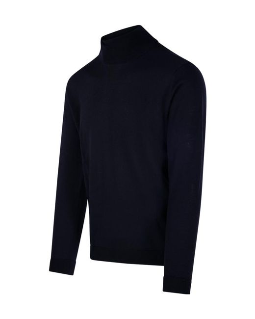 Roberto Collina Blue Mock-Neck Merino Sweater for men