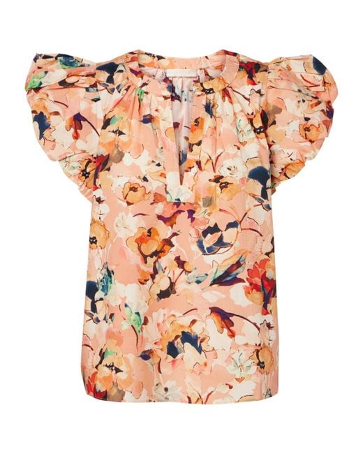 Ulla Johnson Orange Floral Cotton Top