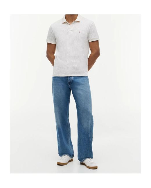 Tommy Hilfiger White Regular Fit Geometric Print Polo Shirt for men