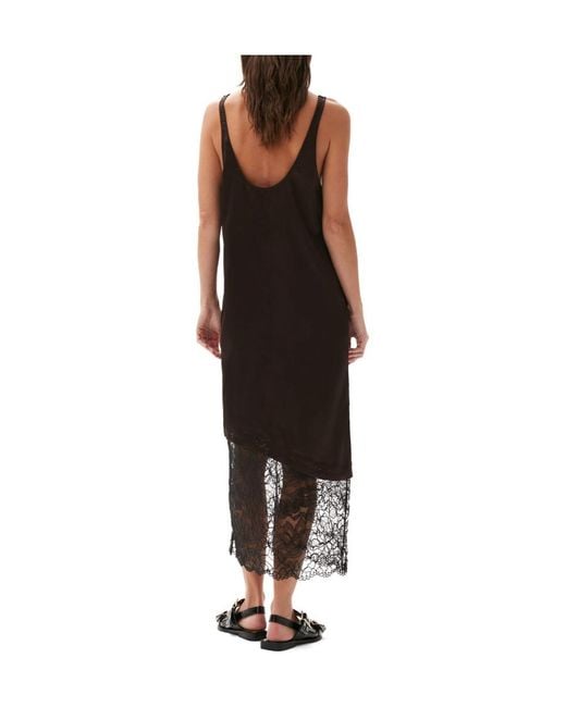 Ganni Brown Lace Midi Dress