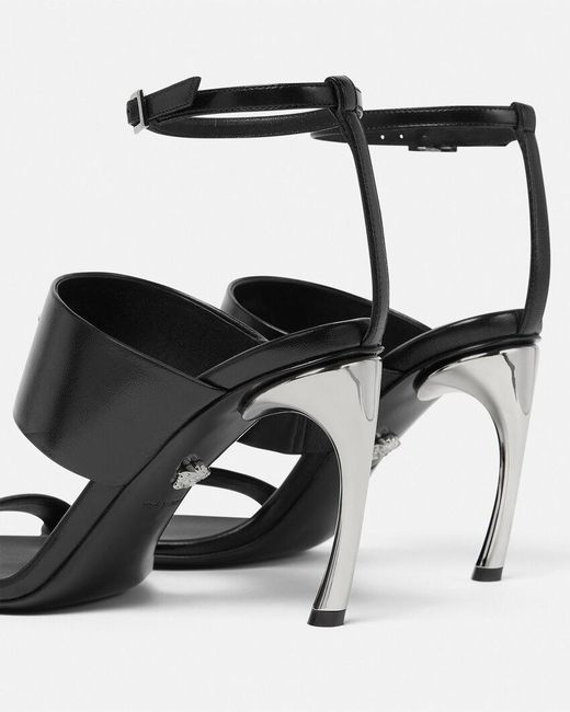 Versace Black Medusa Head-Embellished Ankle-Strap Sandals