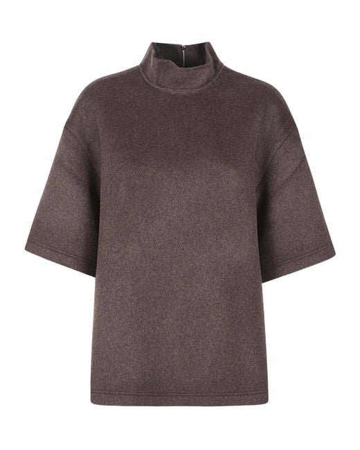 Frankie Shop Brown Stand-Up Collar Knitwear