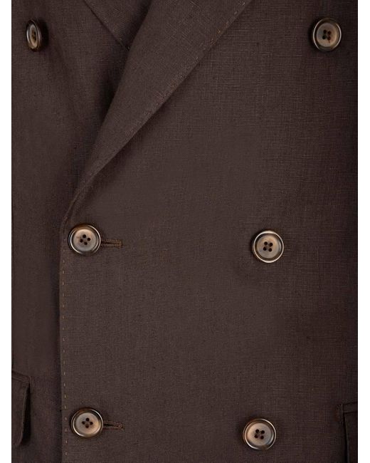 Dolce & Gabbana Black Double-Breasted Linen Blazer for men