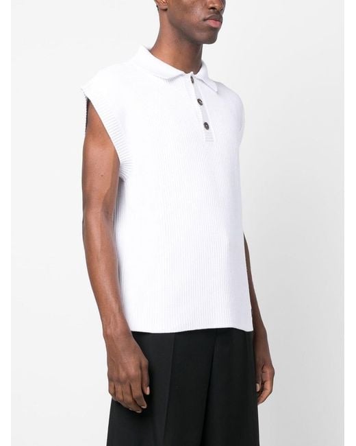 DSquared² White Ribbed-Knit Polo Top for men