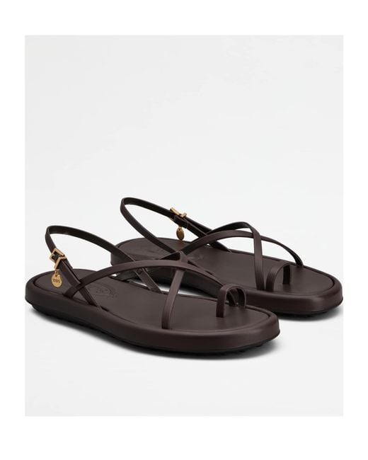 Tod's Brown Leather Sandals