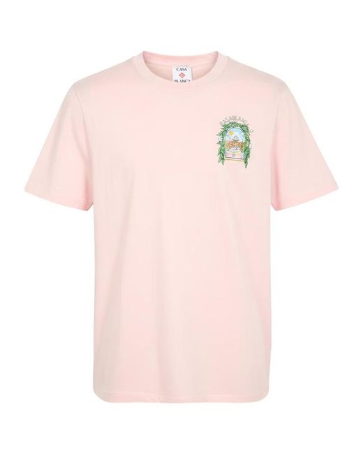 Casablanca Pink Graphic Cotton L'Arche Tennis Club T-Shirt for men