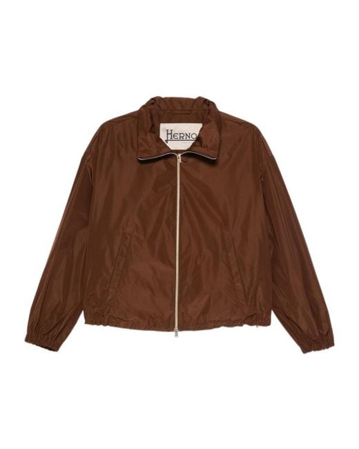 Herno Brown Short Techno Taffeta Jacket