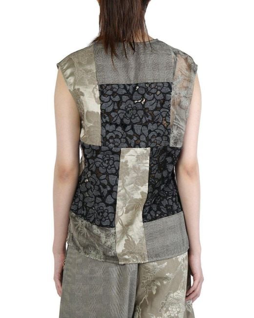 Commun's Gray Printed Patchwork Vest for men