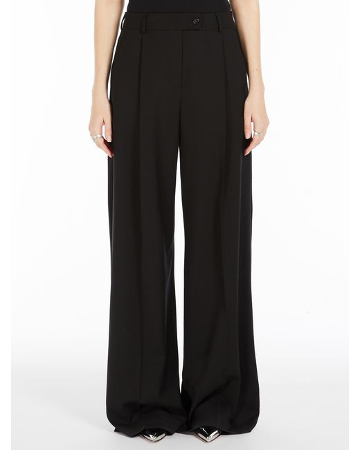 Sportmax Black Vela Wide Leg Pants
