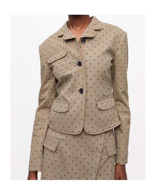 Ganni Natural Flock Check Suiting Blazer