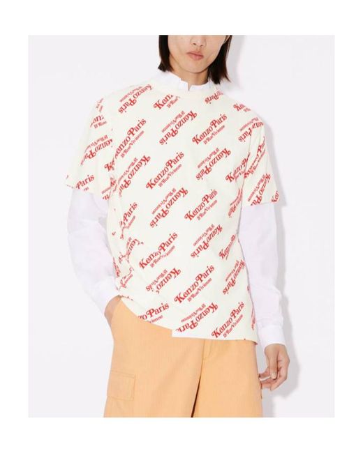 KENZO White All-Over Logo Printed Oversize T-Shirt for men