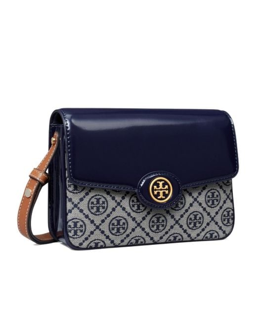 Tory Burch Blue Robinson Monogram-Pattern Shoulder Bag