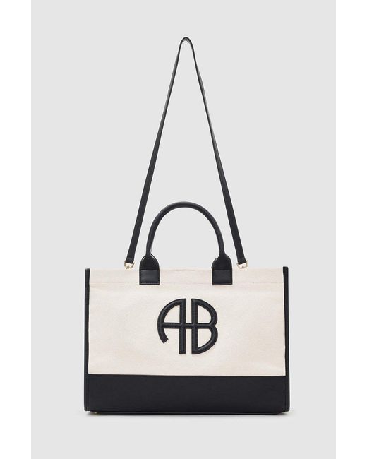 Anine Bing White Lara Logo Tote Bag