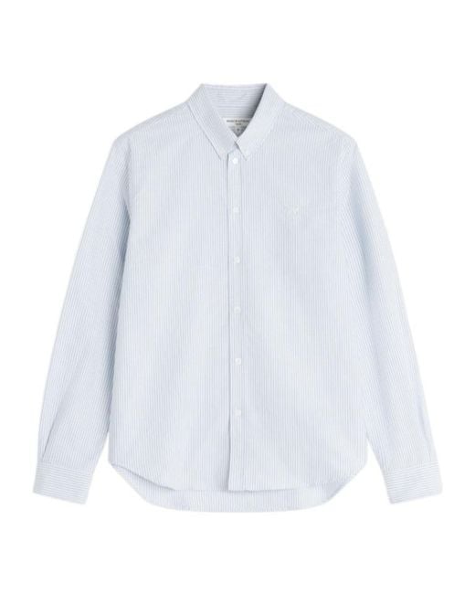 Maison Kitsuné White Profile Fox Striped Regular Shirt for men