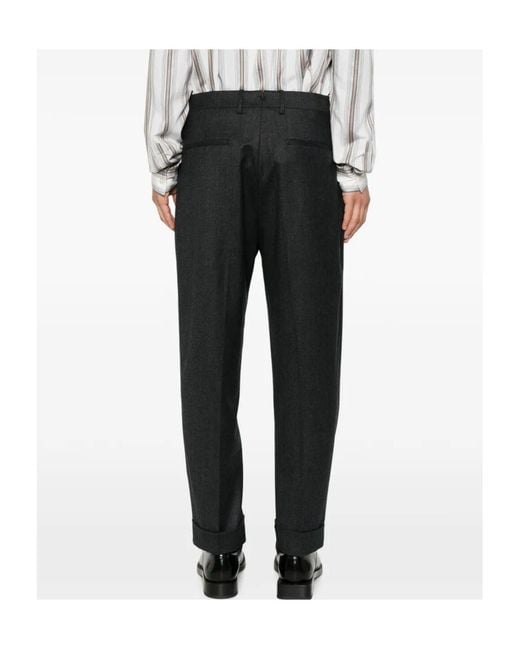 Berwich Gray Casual Trousers With Belt Loops for men