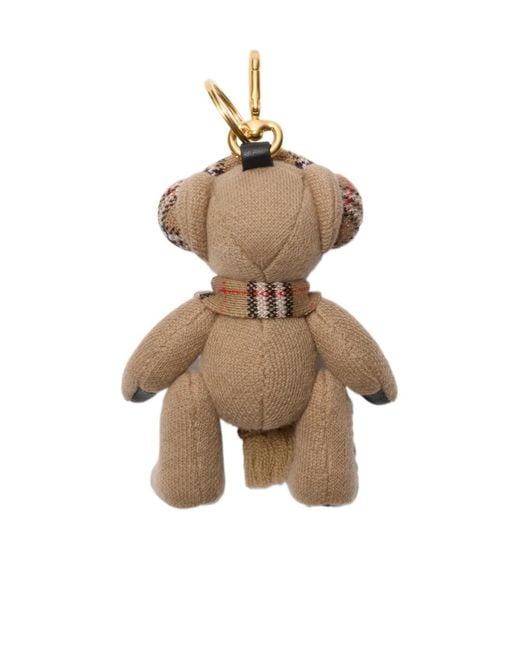 Burberry White Checked Bear Keyring