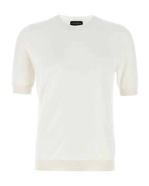 Ballantyne White Classic Crewneck Jumper for men