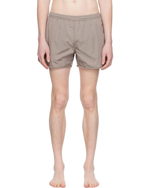 AMI Gray Logo Plaque Swim Shorts for men