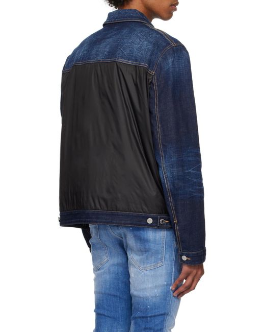 DSquared² Blue Two-Toned Button-Up Denim Jacket for men