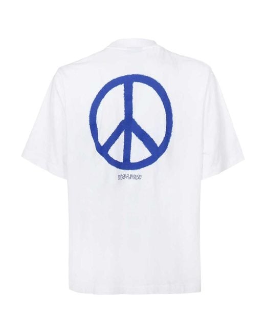 Marcelo Burlon White County Of Milan Crewneck Peace-Logo T-Shirt for men