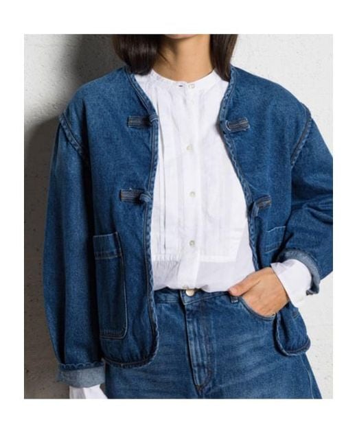 Soeur Blue Straight Cotton Jacket