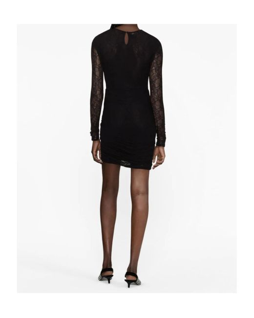 Philosophy Di Lorenzo Serafini Black Chantilly-Lace Ruched Minidress