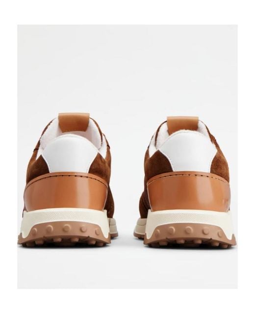 Tod's Brown Panelled Lace-Up Sneakers for men