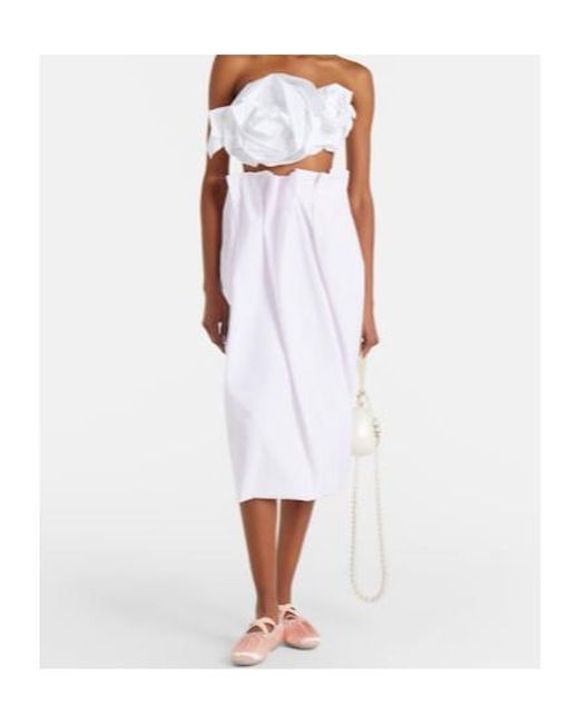 Simone Rocha White Rosette Cotton Poplin Bandeau Top