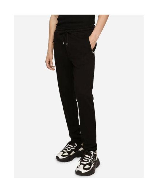 Dolce & Gabbana Black Drawstring Waist Jersey Sweatpants for men