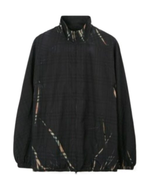 Burberry Black Sliced Checked Zip-Up Jacket for men