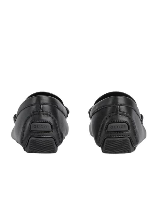Gucci Black Web Detailed Slip-On Drivers for men