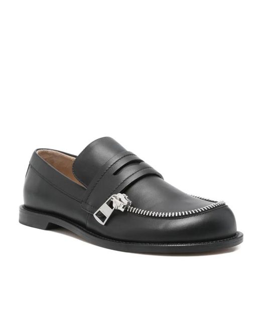 J.W. Anderson Black Zip-Detail Penny Loafers