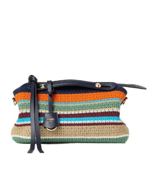 Fendi Blue Medium By The Way Crochet Tote Bag